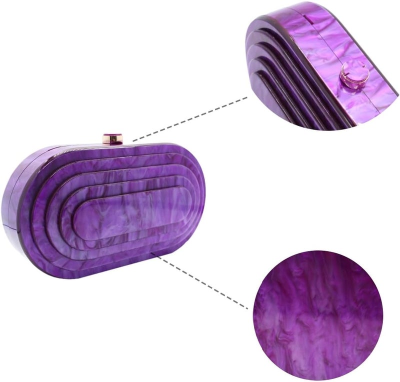 GSYPS Acrylic Evening Clutch Bag for Women Shell Shape Shoulder Crossbody Bag Glitter Marble Purse Handbag - Image 3